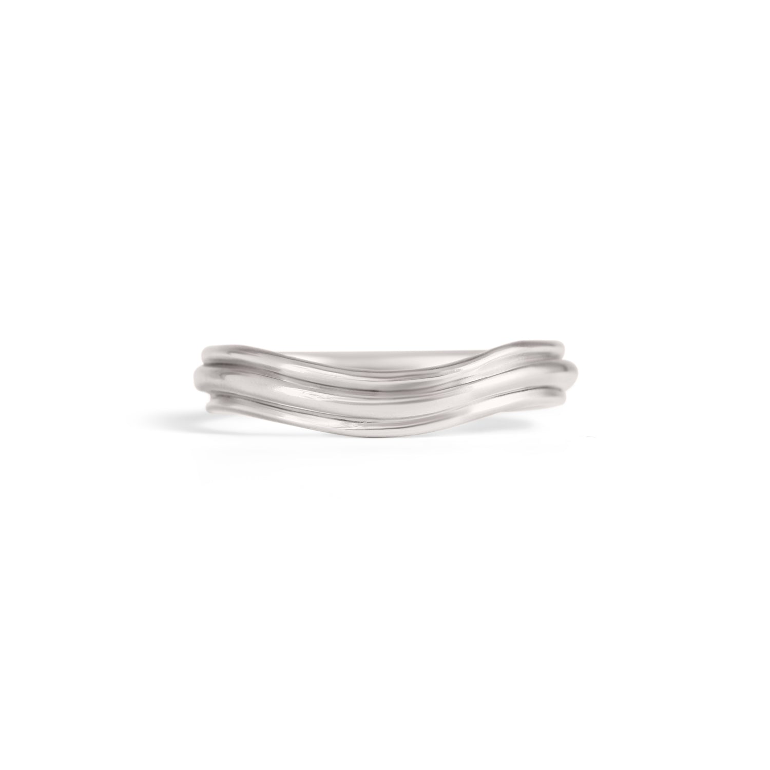 Front view of Cornice Band Soft Curve in Platinum by Goldpoint Jewelry