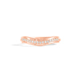 Front view of Cornice Band Soft Curve / Pave Round Natural Diamonds / in 14k Rose Gold by Goldpoint Jewelry