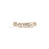 Front view of Cornice Band Soft Curve / Pave Round Natural Diamonds / in 14k White Gold by Goldpoint Jewelry