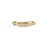 Front view of Cornice Band Soft Curve Pave Round Diamonds in 18k yellow gold