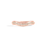 Front view of Cornice Band Soft Curve / Pave Round Natural Diamonds / in 18k Rose Gold by Goldpoint Jewelry