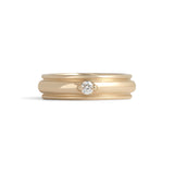 Cornice Band Wide / Bead Round Lab Diamond in Yellow Gold
