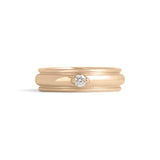 Front view of Cornice Band Wide / Bead Round Diamond in 14k Yellow Gold by Goldpoint Jewelry