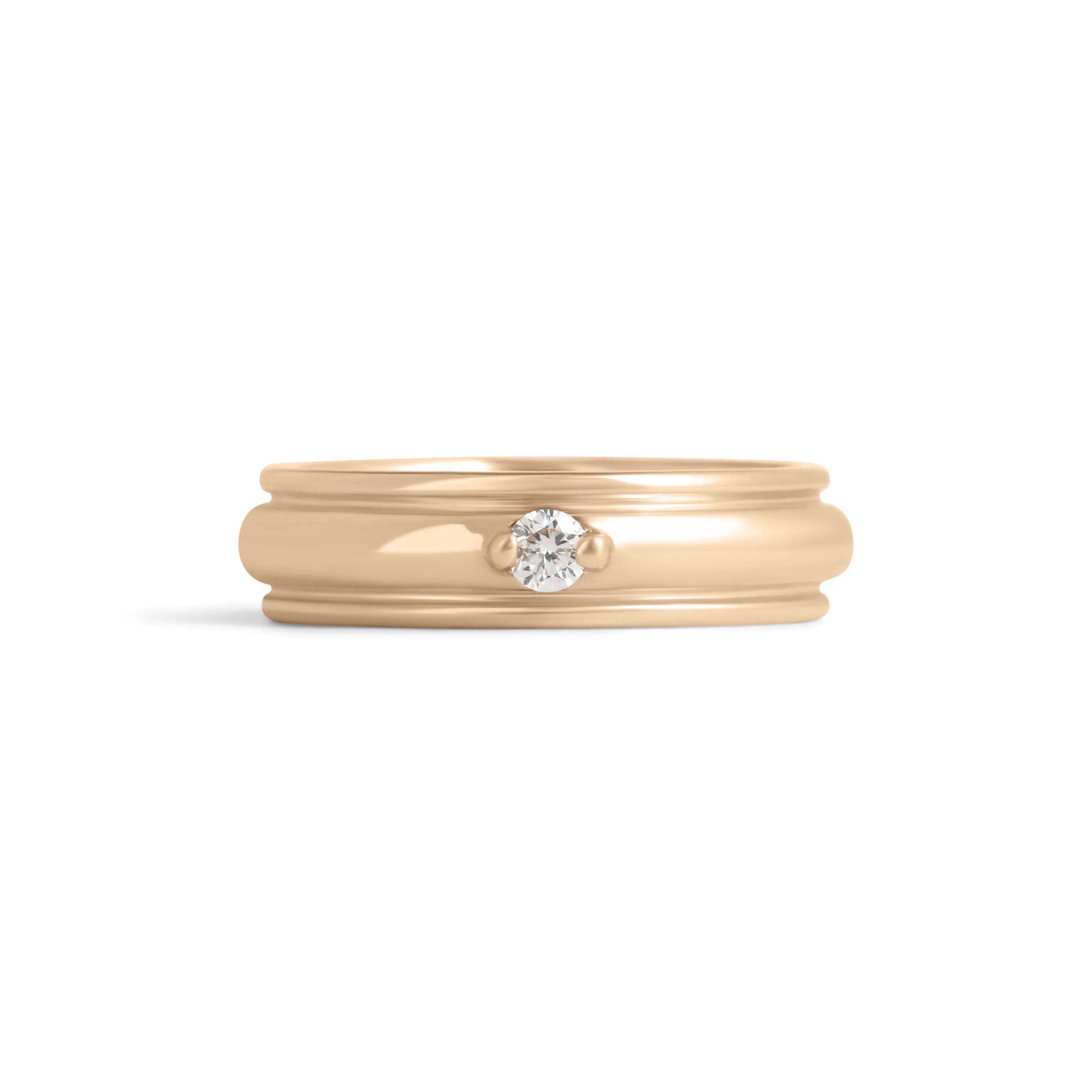 Front view of Cornice Band Wide / Bead Round Diamond in 14k Yellow Gold by Goldpoint Jewelry