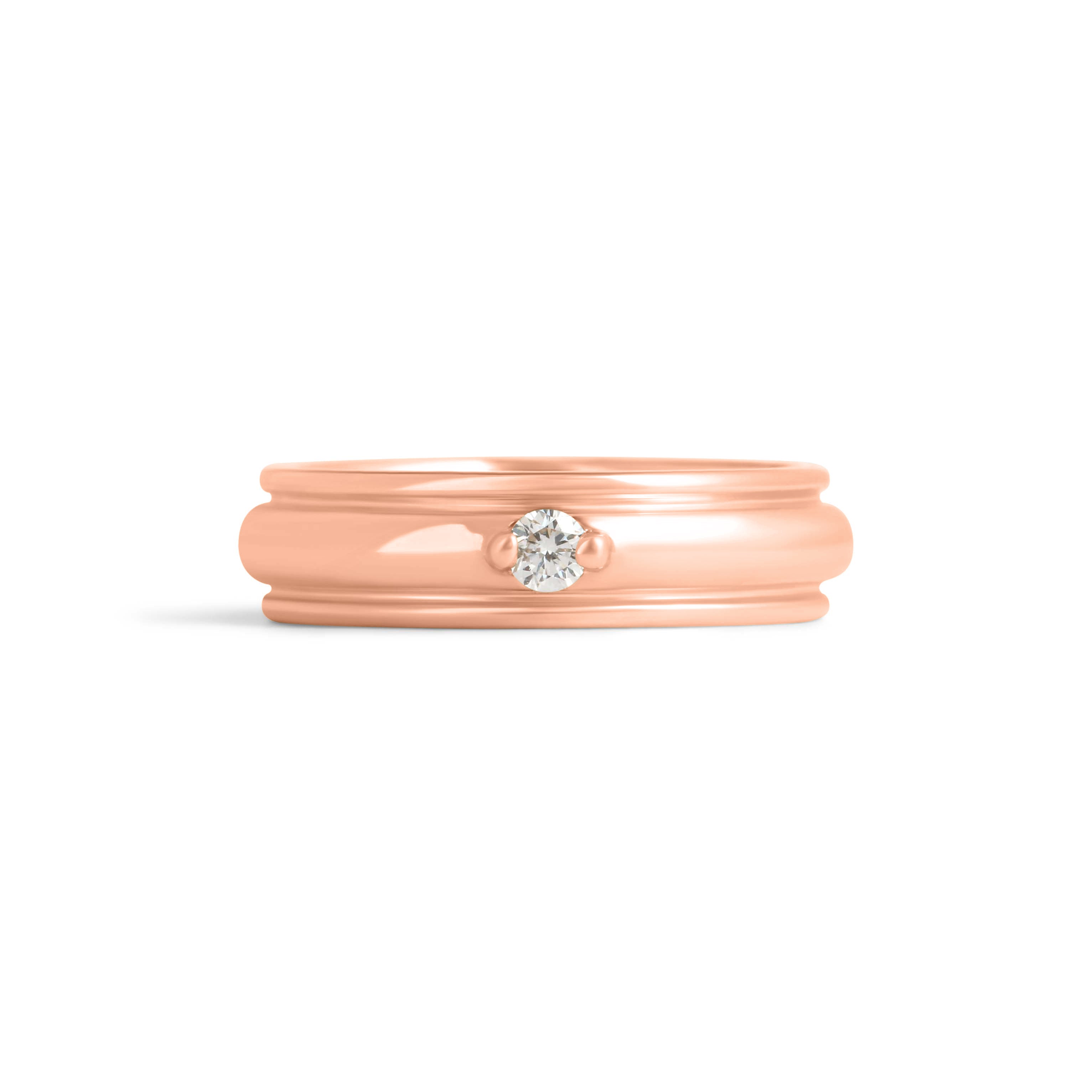 Front view of Cornice Band Wide / Bead Round Diamond in 14k Rose Gold by Goldpoint Jewelry