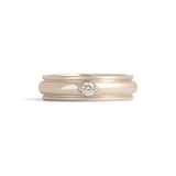 Front view of Cornice Band Wide / Bead Round Diamond in 14k White Gold by Goldpoint Jewelry