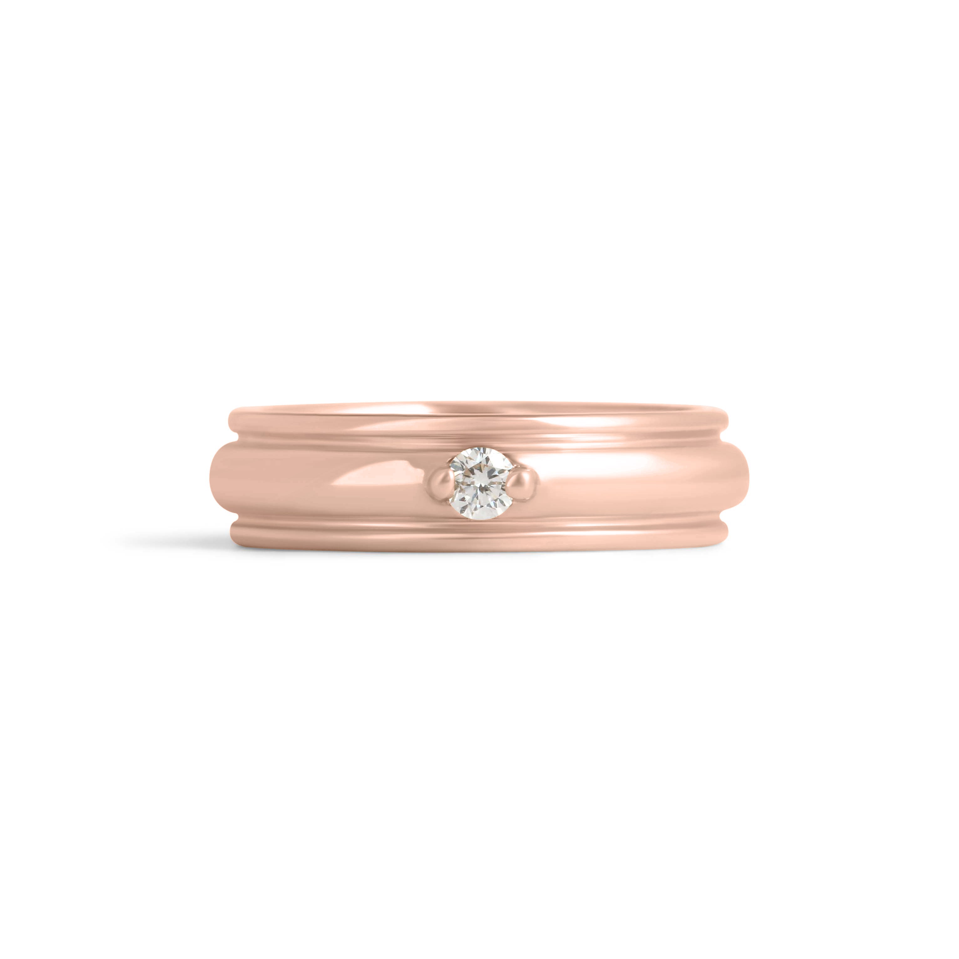Front view of Cornice Band Wide / Bead Round Diamond in 18k Rose Gold by Goldpoint Jewelry
