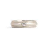 Front view of Cornice Band Wide / Bead Round Diamond in 18k White Gold by Goldpoint Jewelry