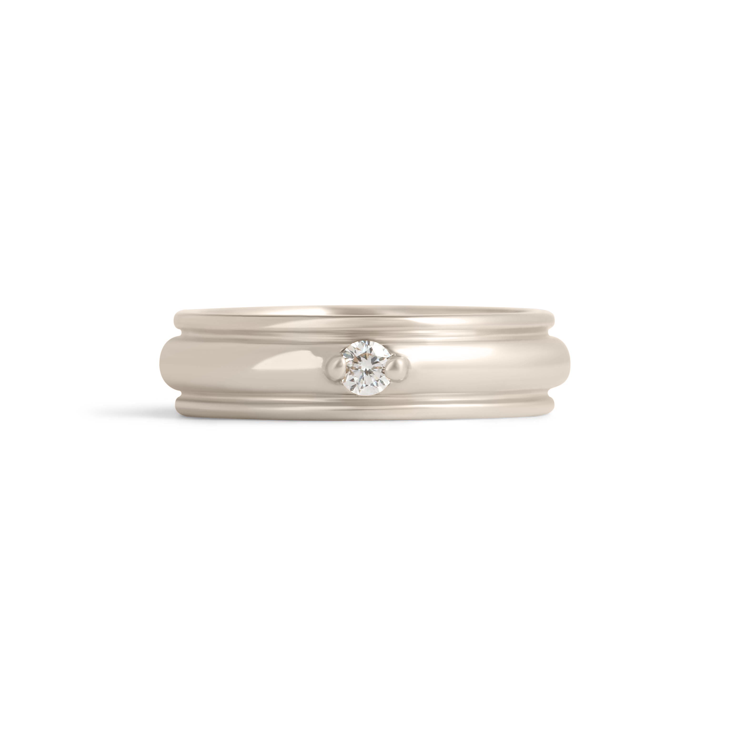 Front view of Cornice Band Wide / Bead Round Diamond in 18k White Gold by Goldpoint Jewelry