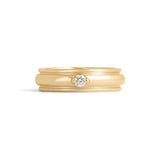 Front view of Cornice Band Wide / Bead Round Diamond in 18k Yellow Gold by Goldpoint Jewelry