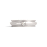 Front view of Cornice Band Wide / Bead Round Diamond in Platinum by Goldpoint Jewelry