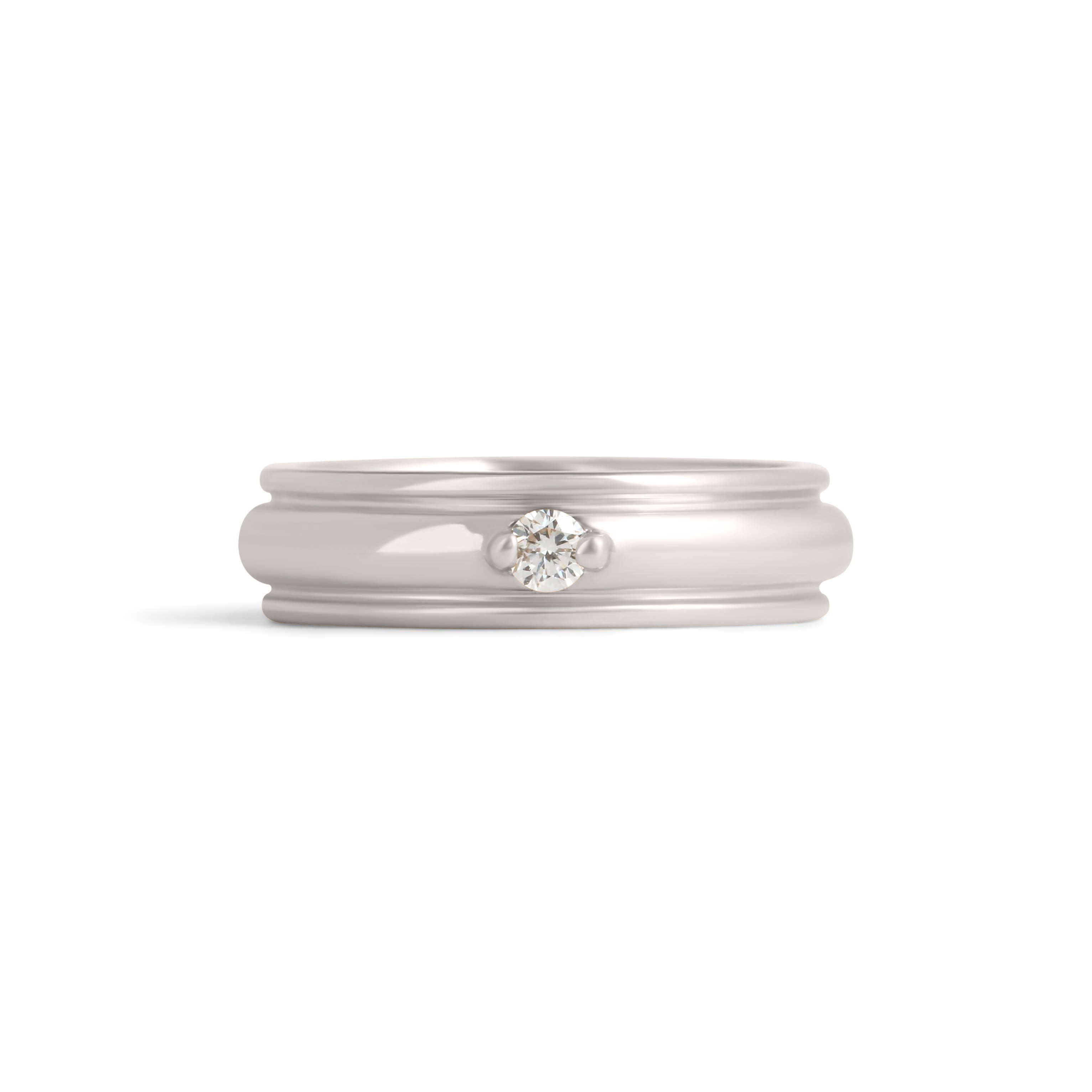 Front view of Cornice Band Wide / Bead Round Diamond in Platinum by Goldpoint Jewelry