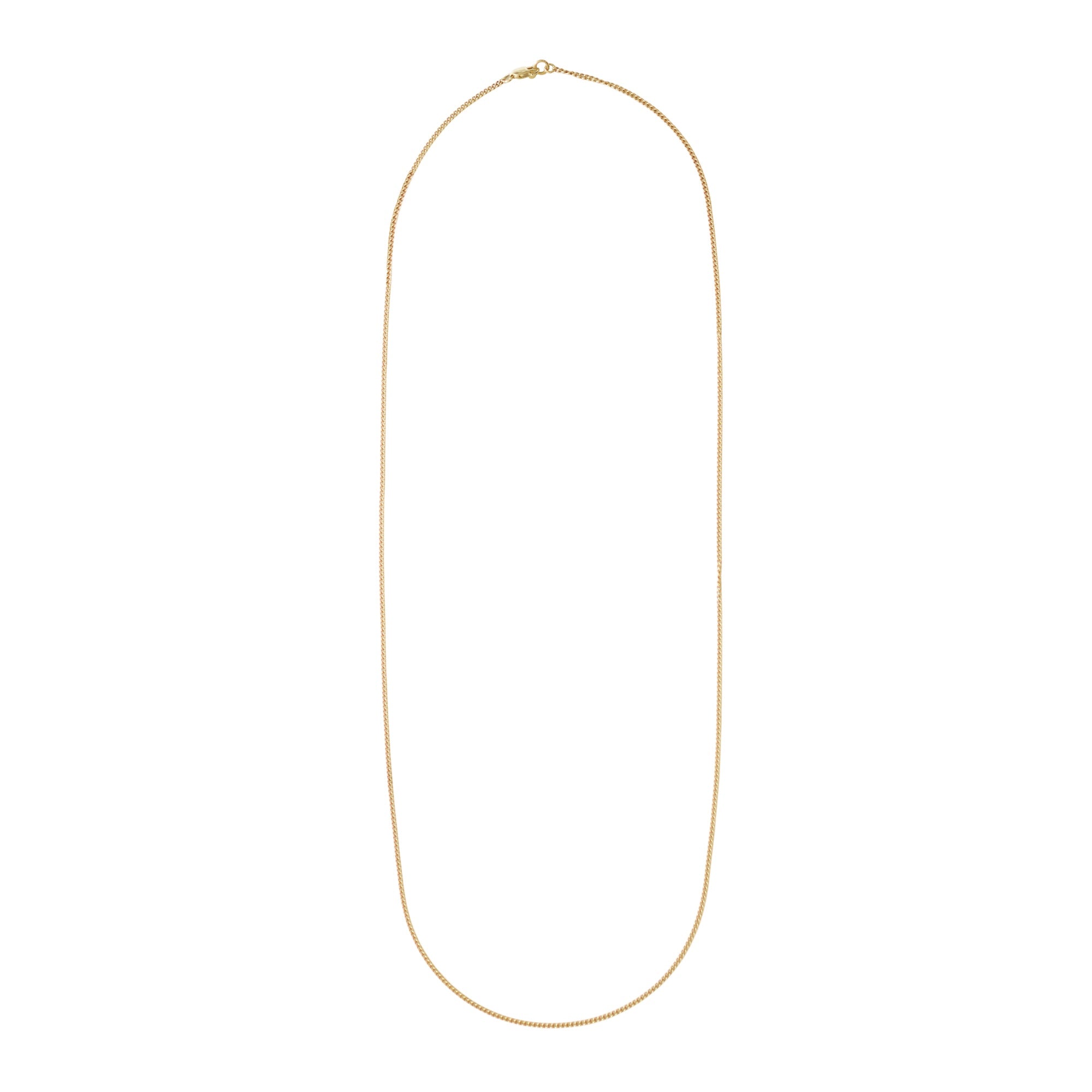 Flay lay front view of Curb Chain Necklace in 20 inches by Goldpoint Jewelry