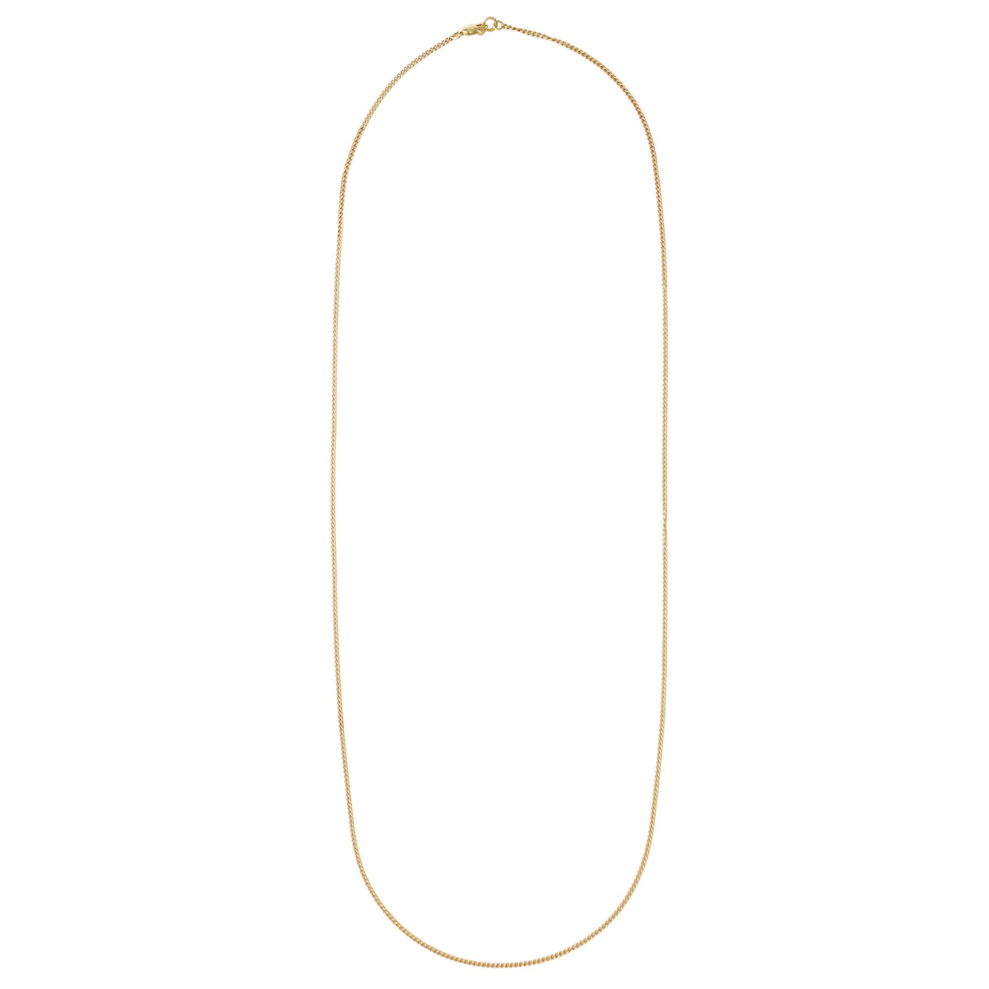 Flay lay front view of Curb Chain Necklace in 24 inches by Goldpoint Jewelry