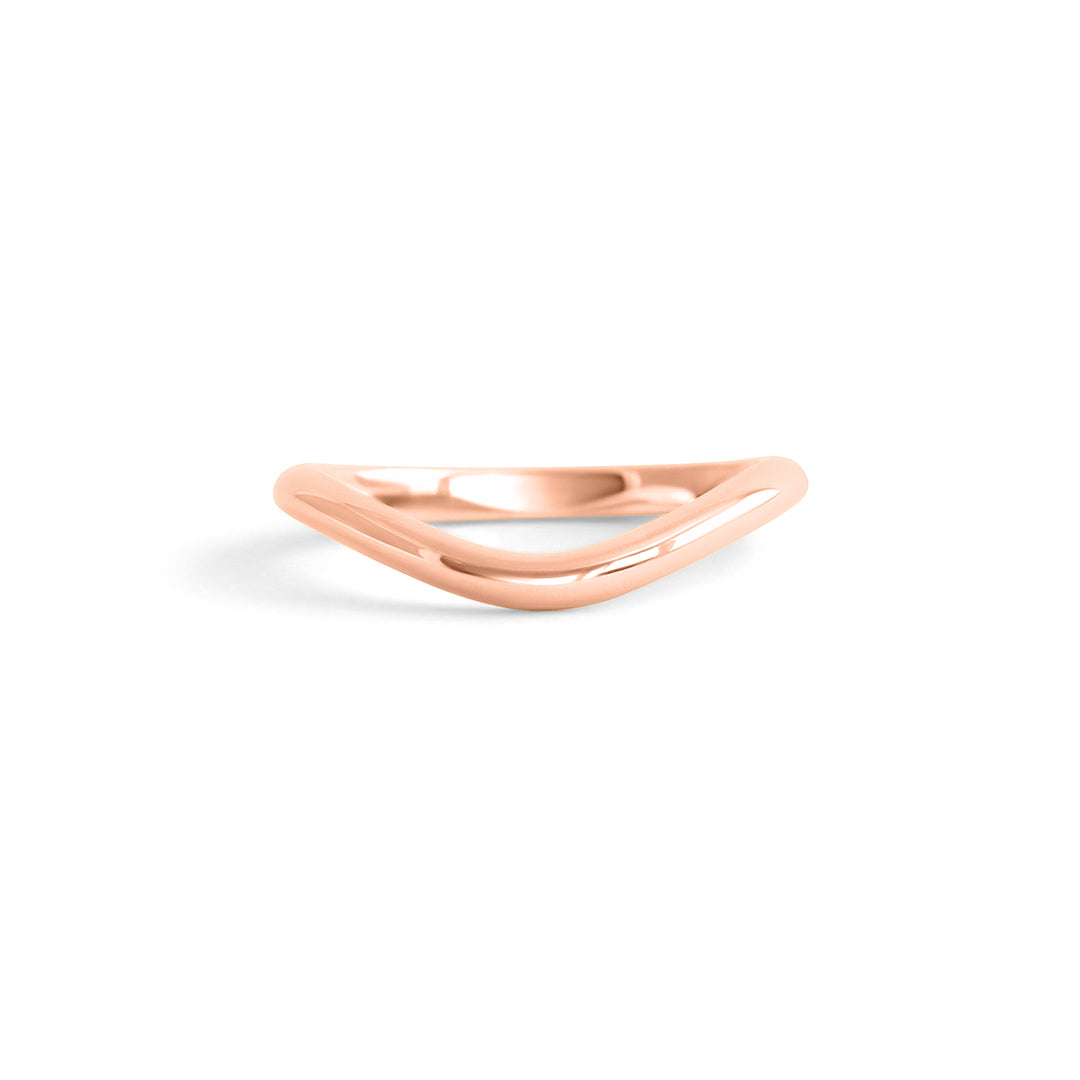 Front view of Dome Band 2mm Deep Curve / in 14k Rose Gold by Goldpoint Jewelry
