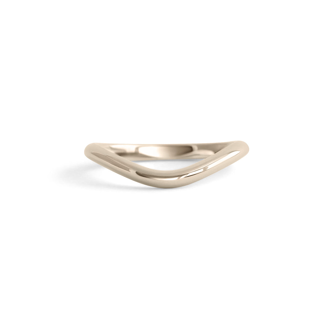 Front view of Dome Band 2mm Deep Curve / in 14k White Gold by Goldpoint Jewelry