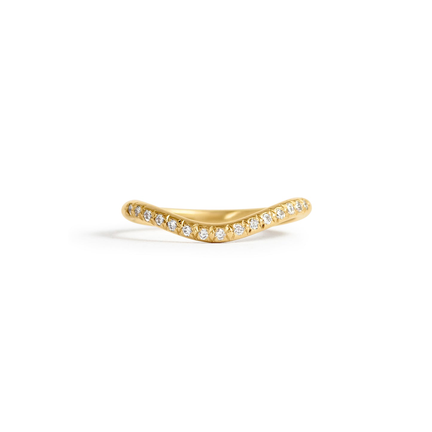 Front view of Curve Dome Band / Standard + Diamonds in 14k yellow gold