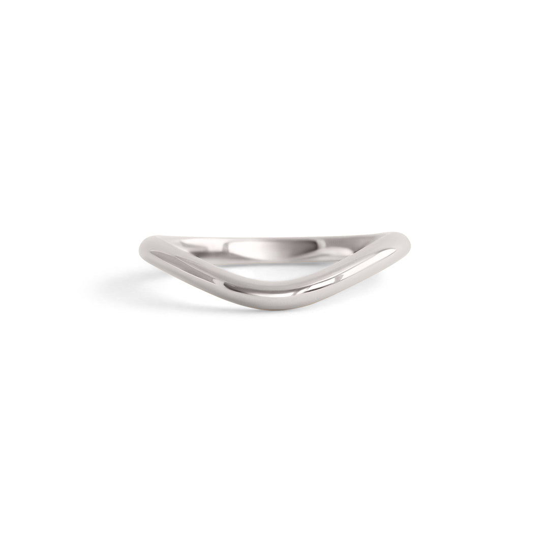 Front view of Dome Band 2mm Deep Curve / in Platinum by Goldpoint Jewelry