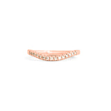 Front view of Flat Band Deep Curve / Pave Round Lab Diamonds  / in 14k Rose Gold by Goldpoint Jewelry