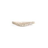 Front view of Flat Band Deep Curve / Pave Round Natural Diamonds  / in 14k White Gold