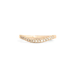 Front view of Flat Band Deep Curve / Pave Round Natural Diamonds  / in 14k Yellow Gold by Goldpoint Jewelry