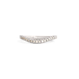 Front view of Flat Band Deep Curve / Pave Round Natural Diamonds  / in Platinum by Goldpoint Jewelry