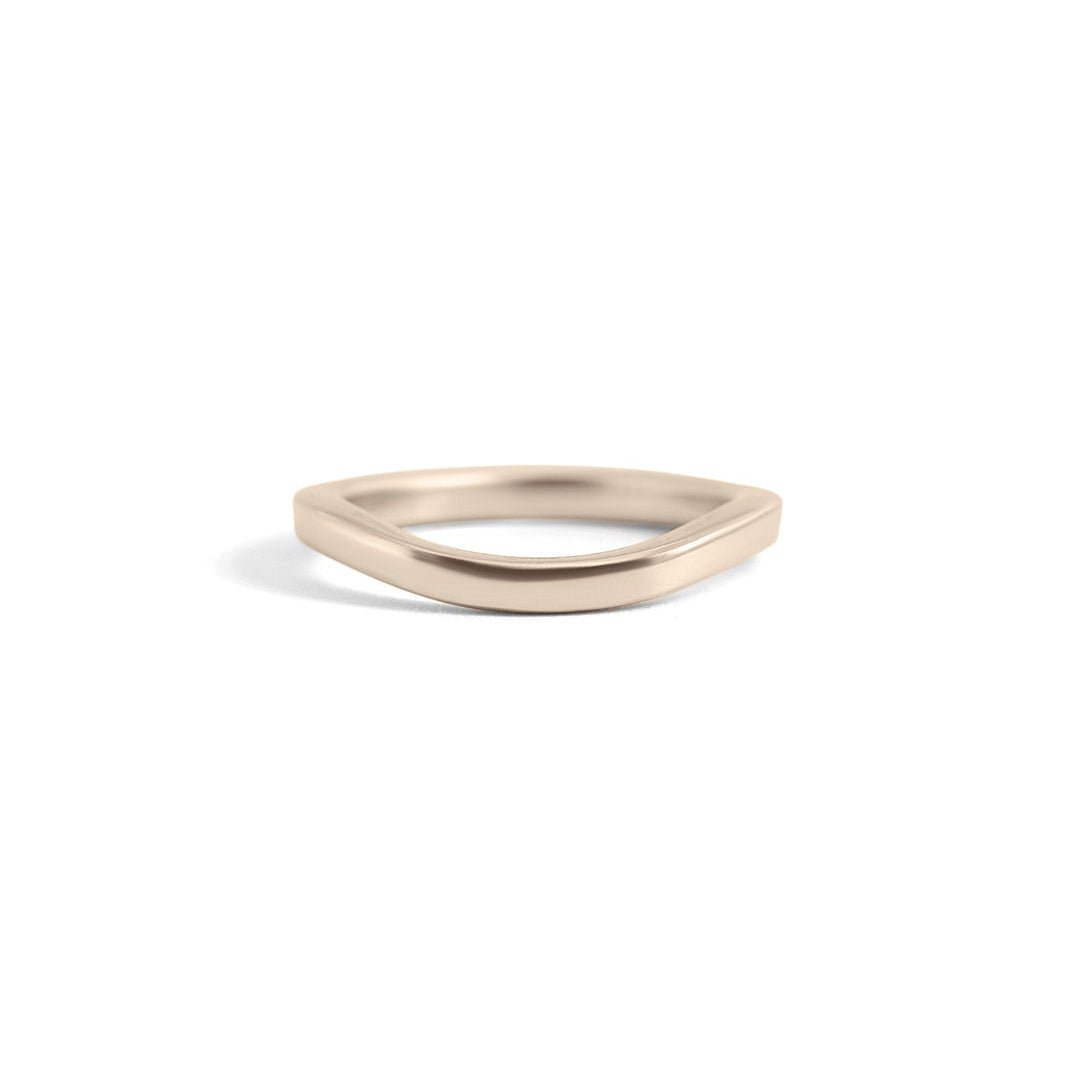 Front view of Flat Band 2mm Soft Curve / in 14k White Gold by Goldpoint Jewelry