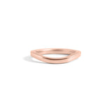 Angled front view of Flat Band 2mm Soft Curve / in 18k Rose Gold by Goldpoint Jewelry