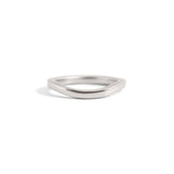 Angled front view of Flat Band 2mm Soft Curve / in Platinum by Goldpoint Jewelry