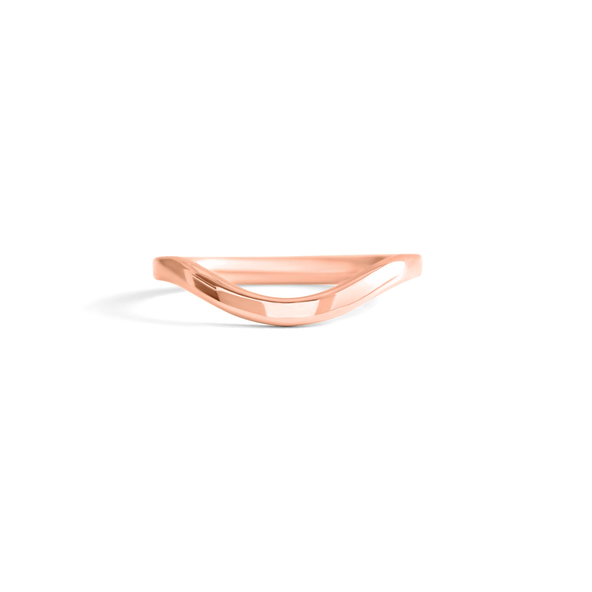 Front view of Flat Band 2mm Deep Curve / in 18k Rose Gold by Goldpoint Jewelry