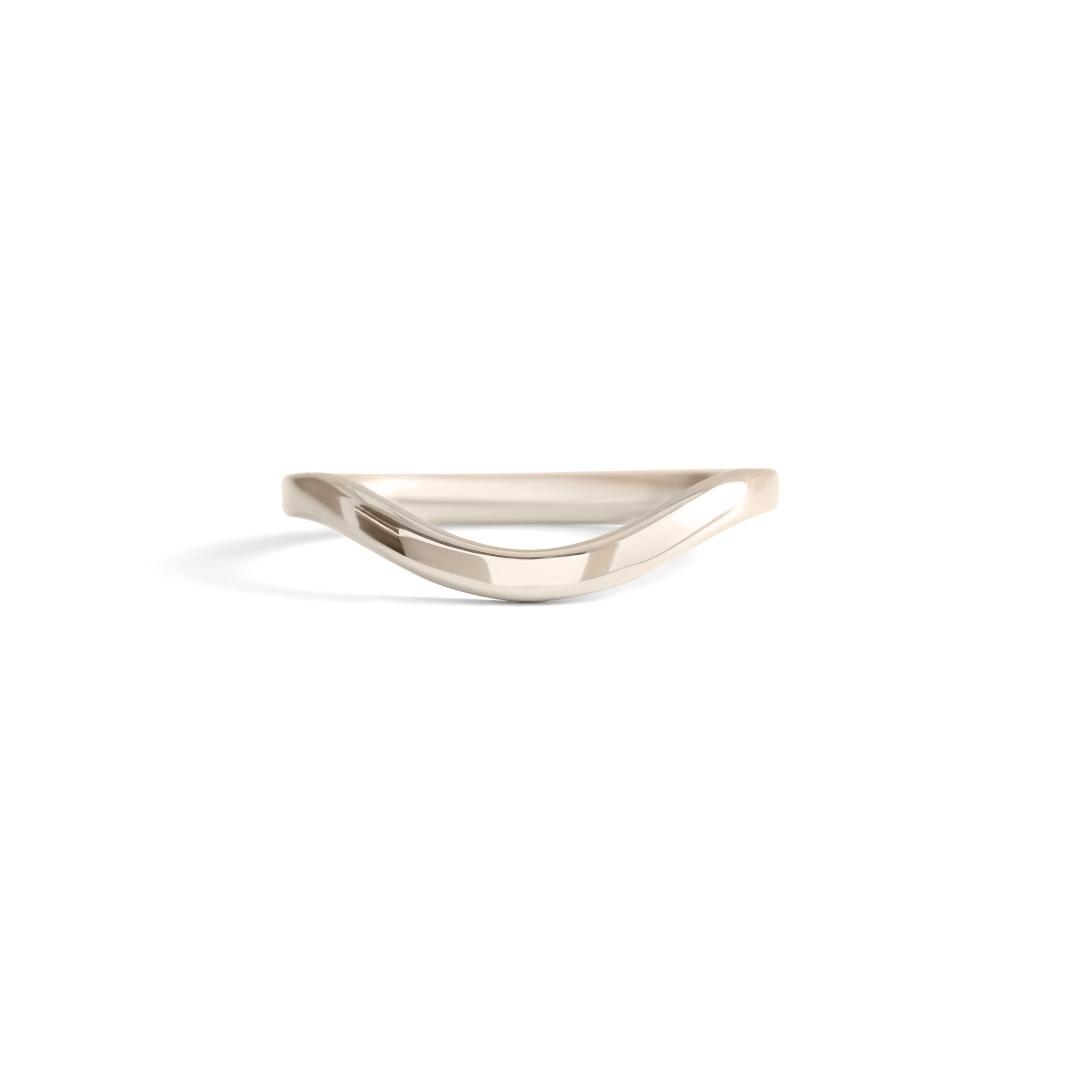Front view of Flat Band 2mm Deep Curve / in 18k White Gold by Goldpoint Jewelry