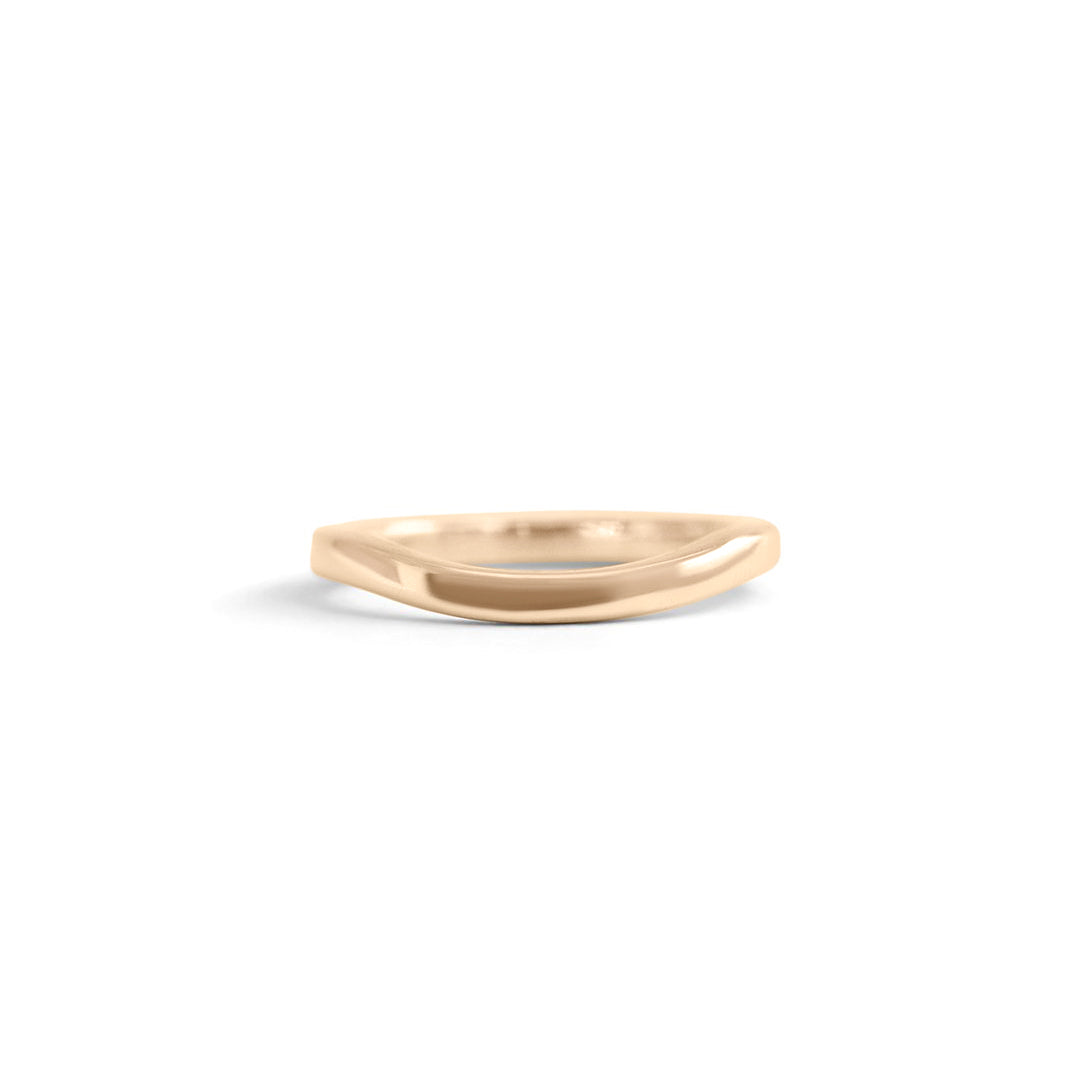 Front view of Flat Band 2mm Soft Curve / in 14k Yellow Gold by Goldpoint Jewelry