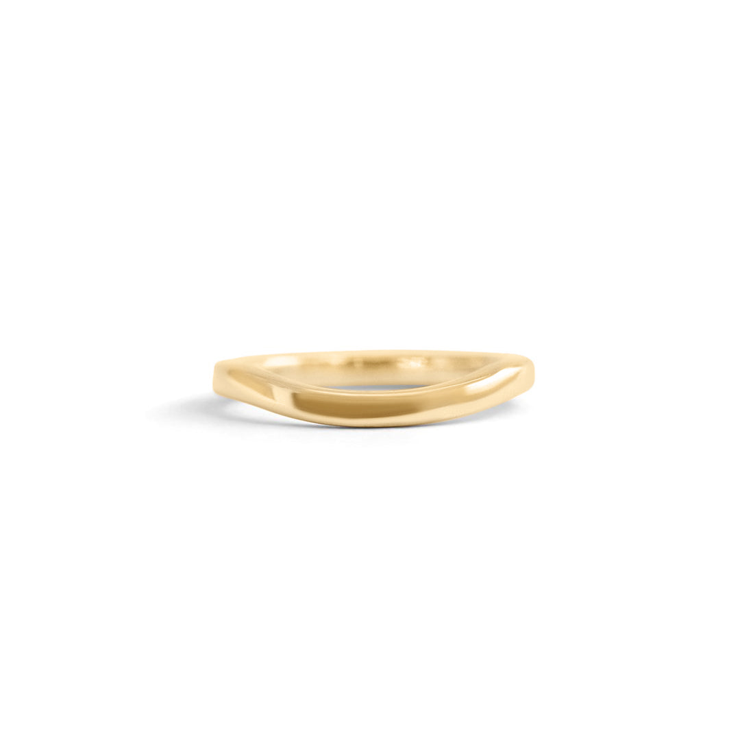 Front view of Flat Band 2mm Soft Curve / in 18k Yellow Gold by Goldpoint Jewelry