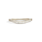 Front view of Flat Band Soft Curve Pave Round Diamonds in 14k white gold