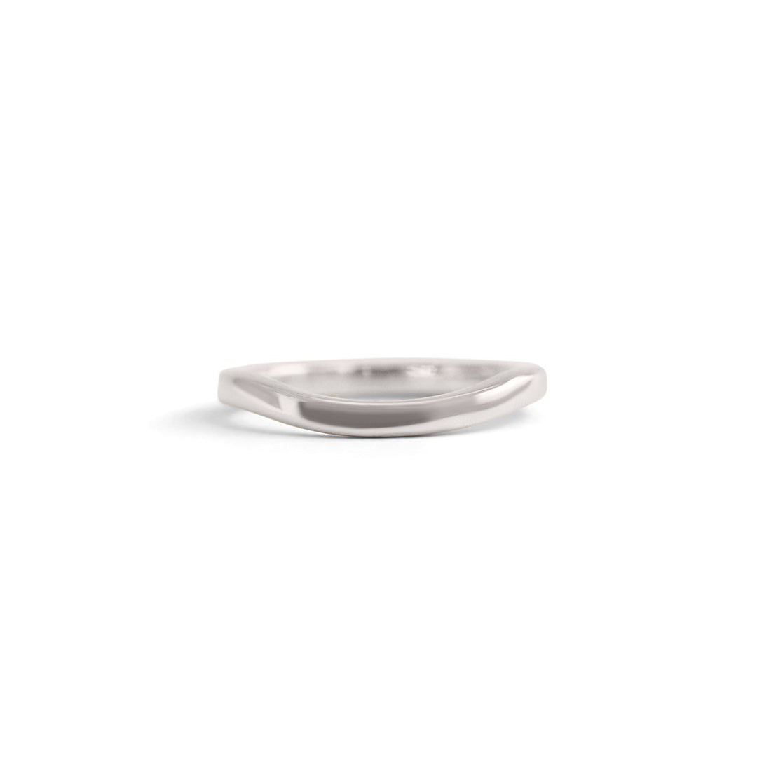 Front view of Flat Band 2mm Soft Curve / in Platinum by Goldpoint Jewelry