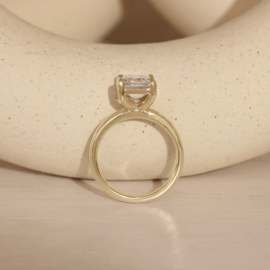 Lifestyle side profile view of Noble Ring Asscher Lab Diamond 2.06ct by Goldpoint