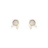 Amorphous Pearl Inlay + Bead Earrings / Small Circle