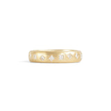 Front view of Dancing Band 5mm / Flush Princess Cut Lab Diamonds / in Yellow Gold by Goldpoint Jewelry