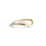 Side view of Flat Band Deep Curve in 14k yellow gold