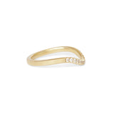 Side view of Flat Band Deep Curve / Pave Round Natural Diamonds  / in 14k Yellow Gold by Goldpoint Jewelry