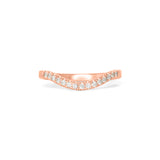 Front view of Flat Band 2mm Deep Curve / Pave Round Diamonds / in 14k Rose Gold by Goldpoint Jewelry