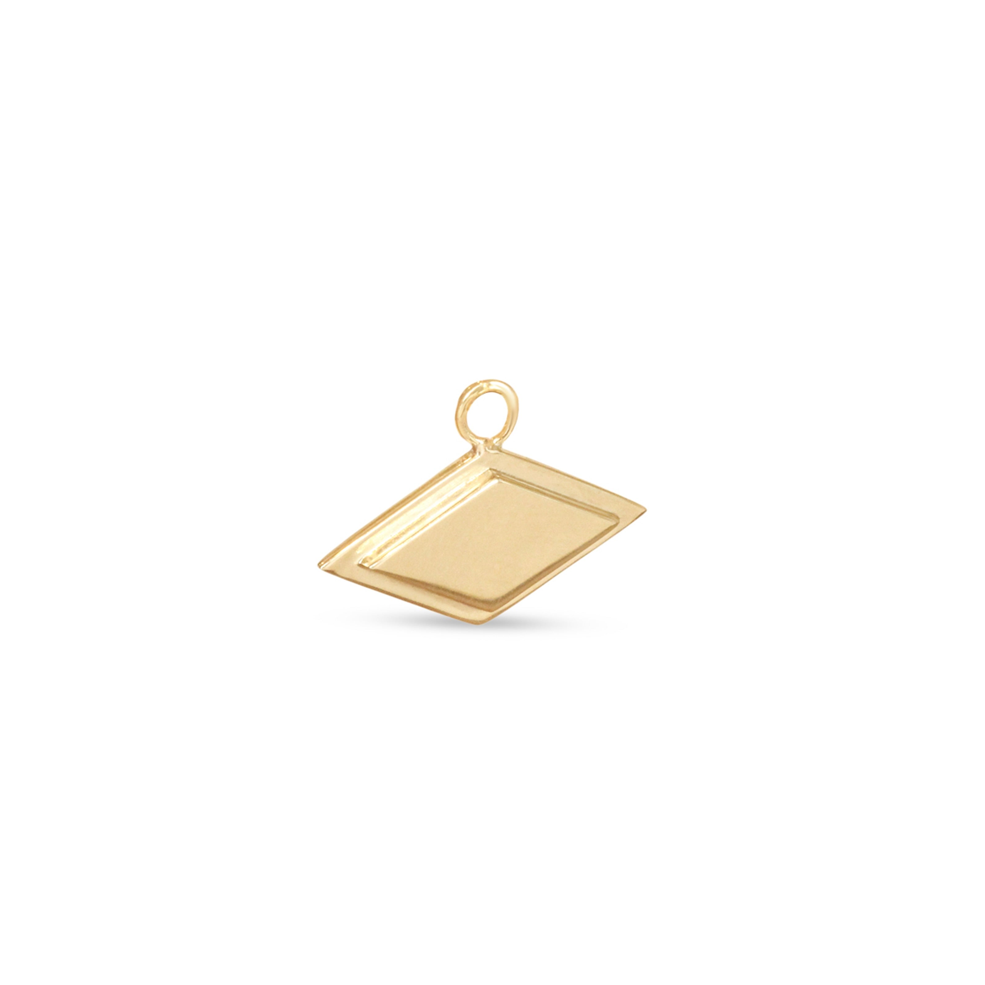 Angled side view of Step Frame Charm / Diamond by Goldpoint Jewelry