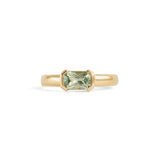 Front view of Dobbin Ring Emerald Cut Sapphire 0.75ct by Goldpoint Jewelry