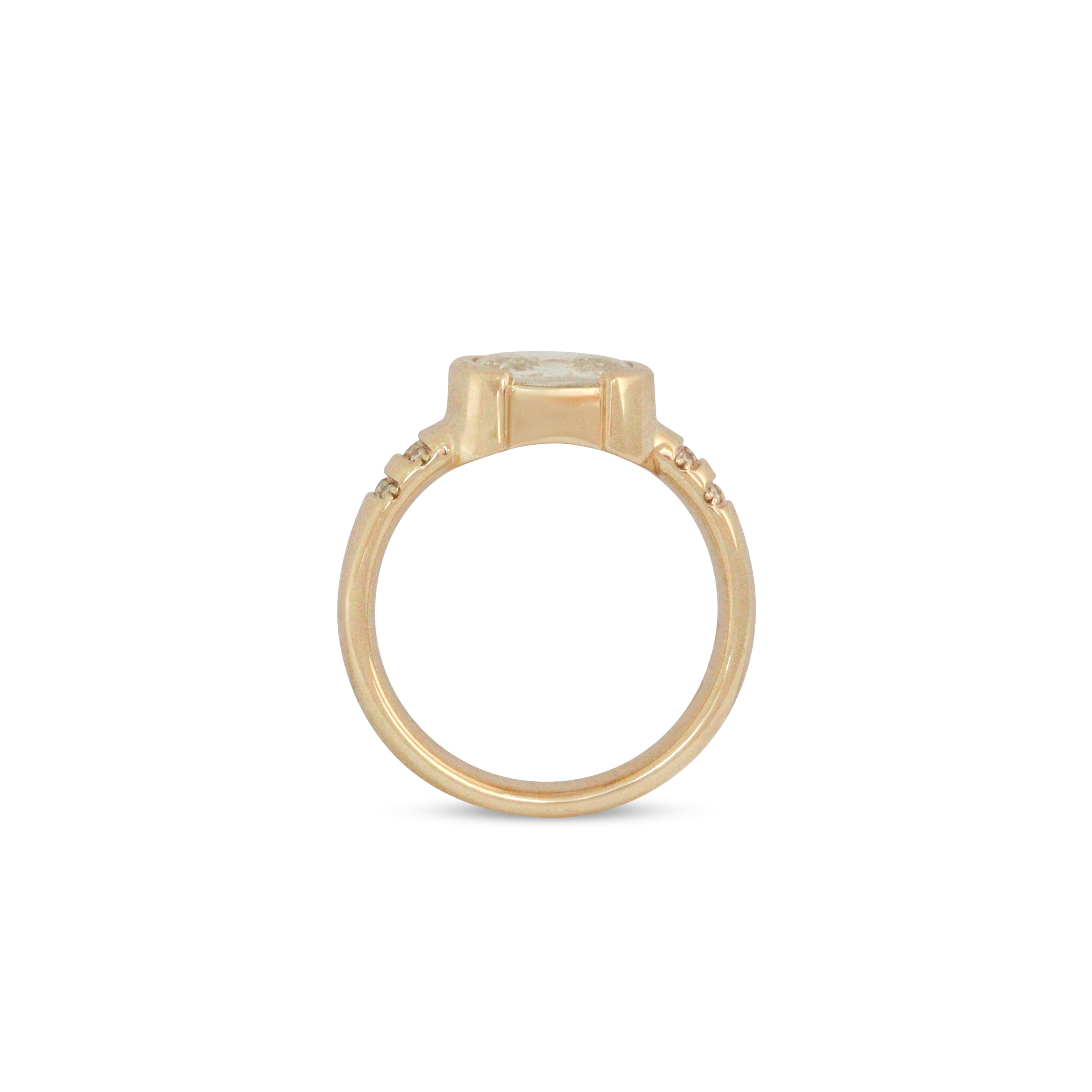 Side profile view of Dobbins Ring Oval Lab Diamond 1.01ct by Goldpoint Jewelry
