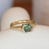 Lifestyle angled view of Dobbin Ring Hexagon Sapphire 1.77ct by Goldpoint Jewelry