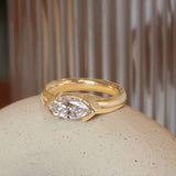 Lifestyle angled view of Dobbin Ring Marquise Lab Diamond 1.02ct by Goldpoint Jewelry