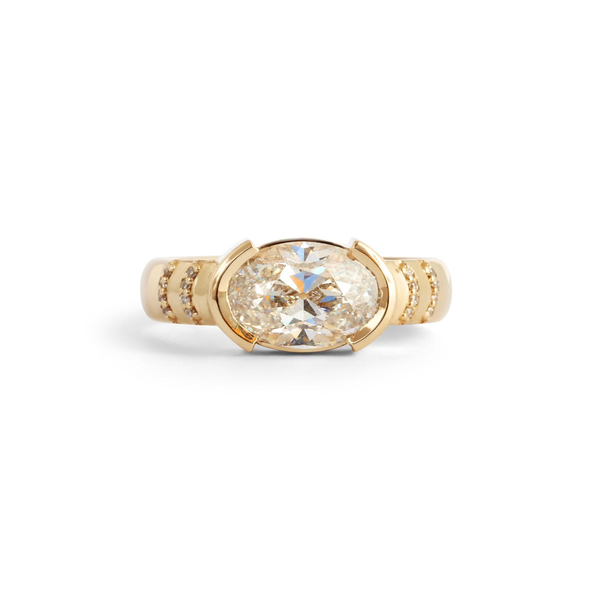 Front view of Dobbin Ring  Oval Old Mine Lab Diamond 2.13ct by Goldpoint