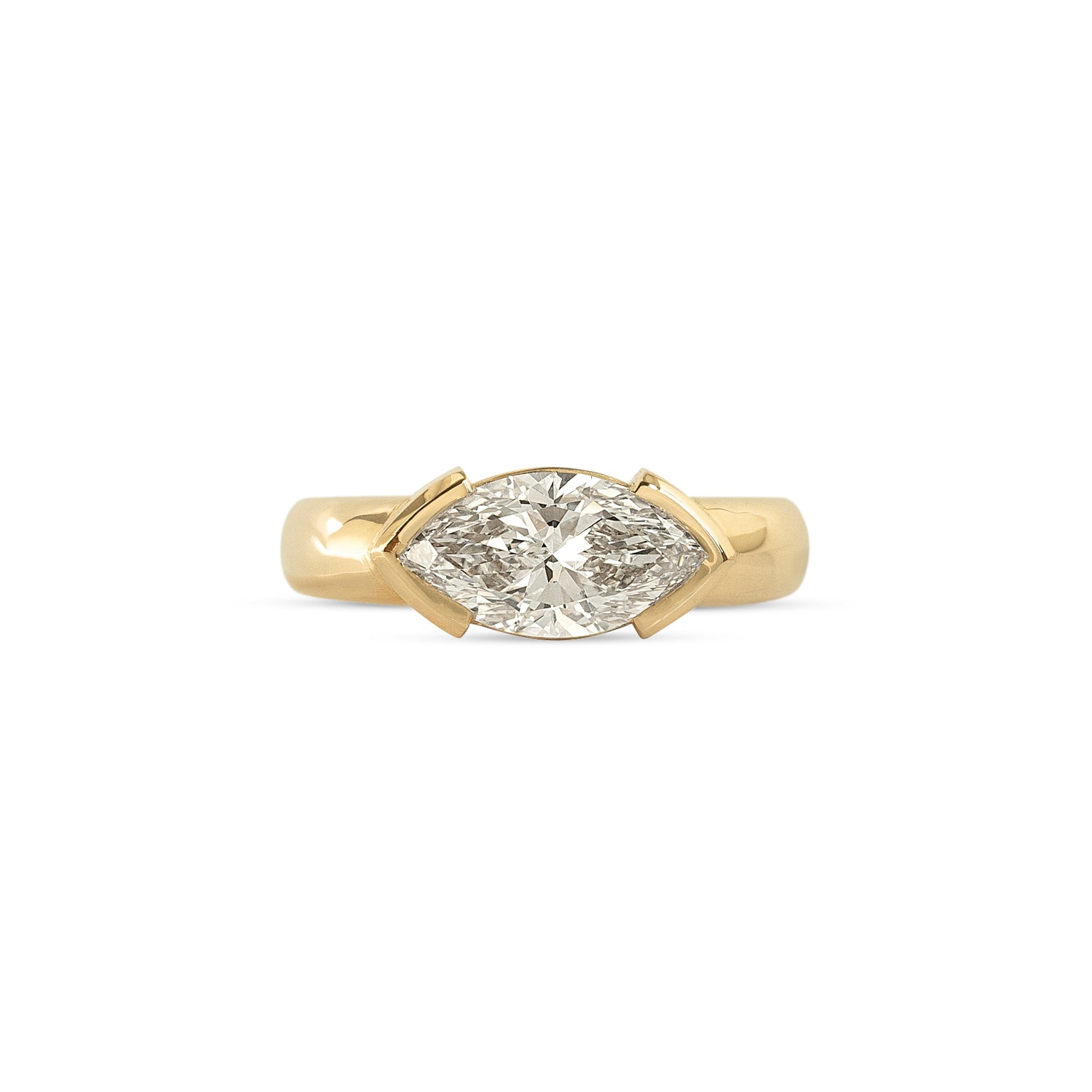 Front view of Dobbin Ring Marquise Lab Diamond 1.54ct by Goldpoint Jewelry