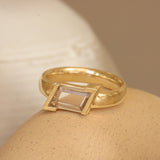 Lifestyle angled view of Dobbin Ring Portrait Cut Sapphire 1.2ct by Goldpoint