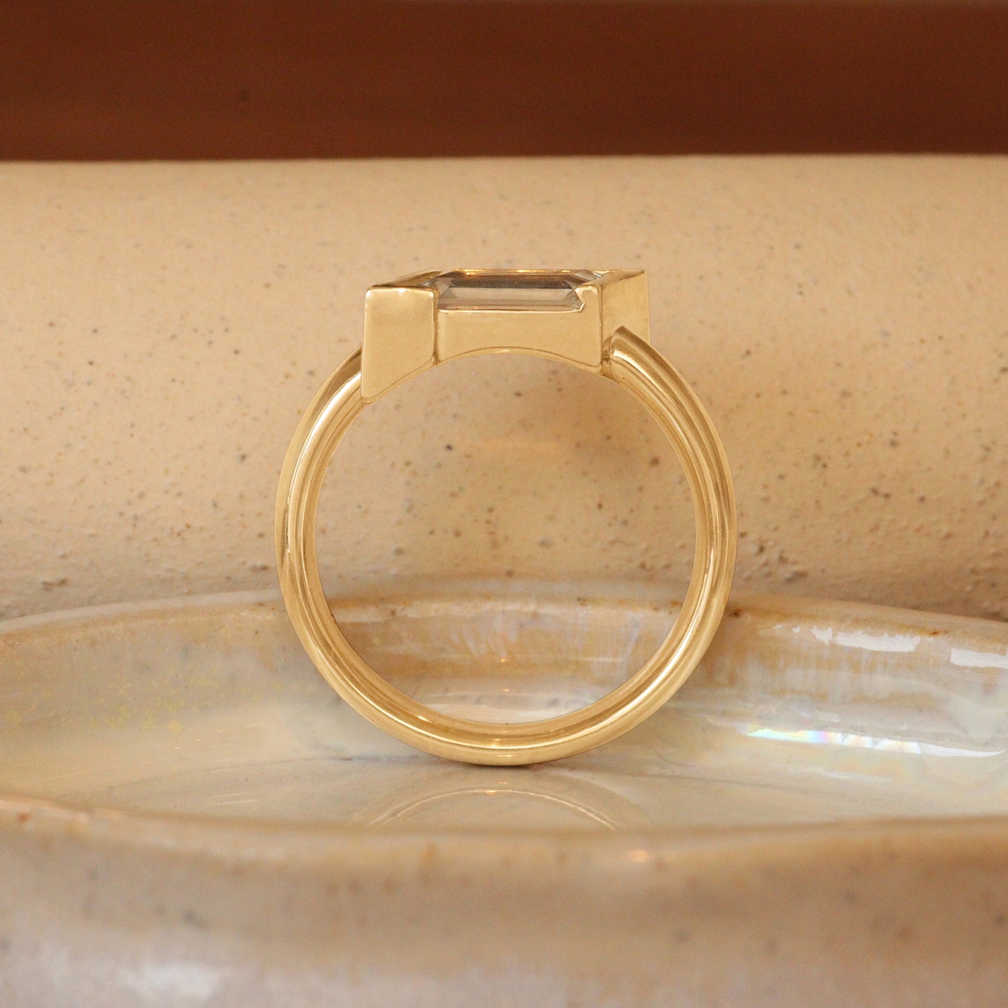 Lifestyle side profile view of Dobbin Ring Portrait Cut Sapphire 1.2ct by Goldpoint